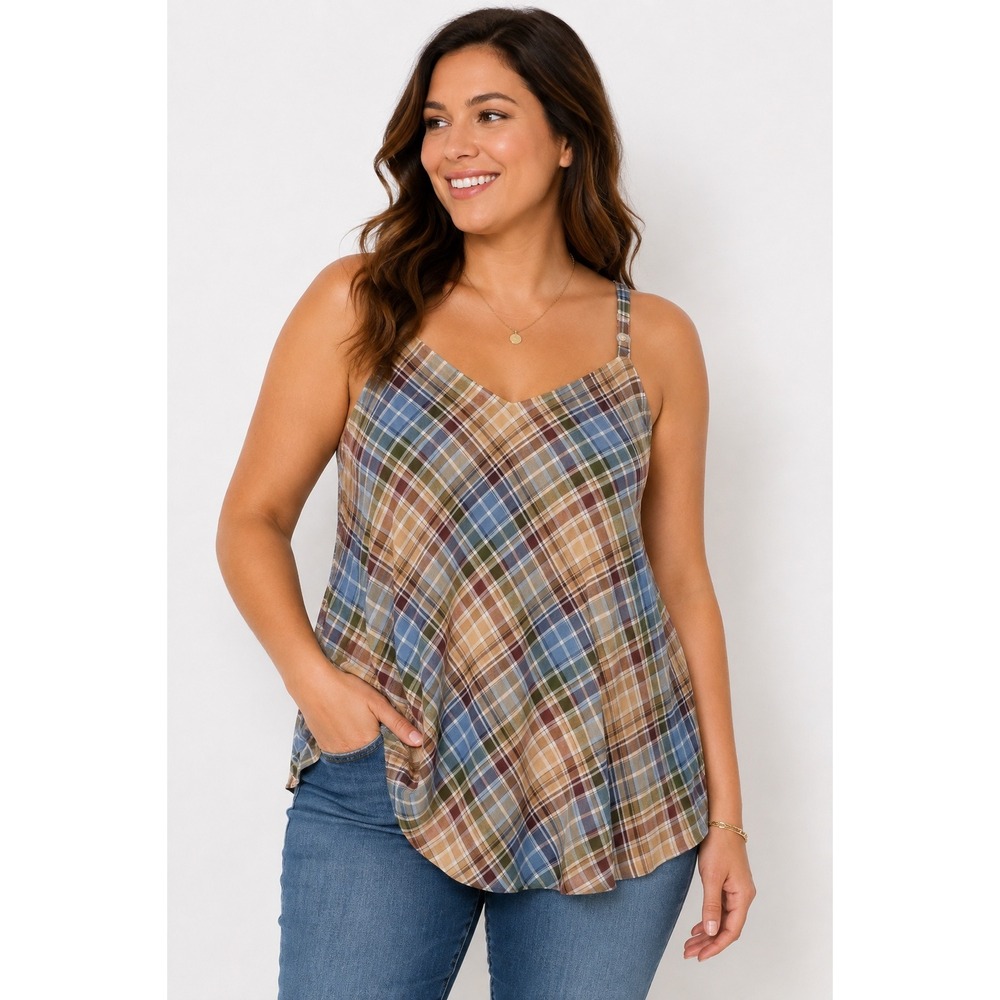 Torrid Sophie Size 0 or 12 Plaid Top Cami Swing Blouse Multicolor Boho Casual